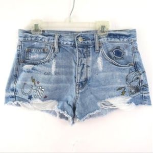 American Eagle High rise painted denim 6 Buttons